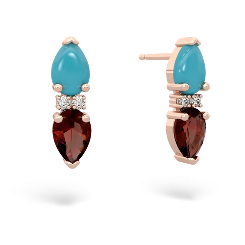 turquoise-garnet bowtie earrings