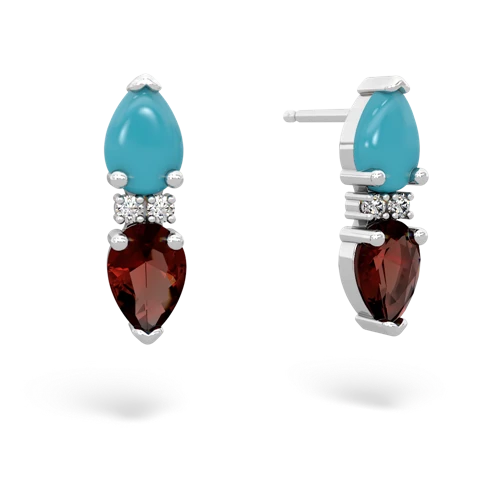 turquoise-garnet bowtie earrings