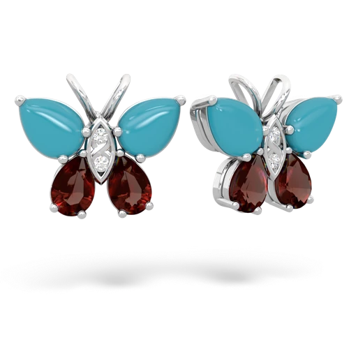turquoise-garnet butterfly earrings