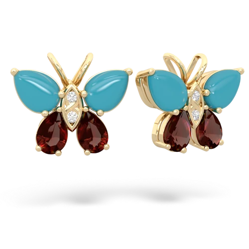 turquoise-garnet butterfly earrings