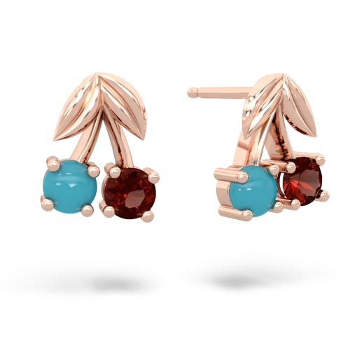 turquoise-garnet cherries earrings