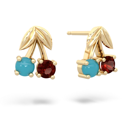turquoise-garnet cherries earrings