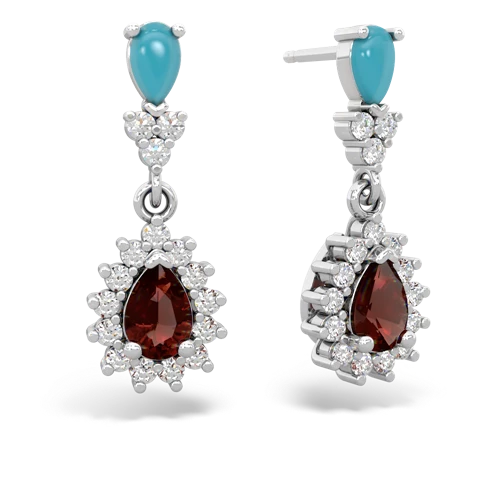turquoise-garnet dangle earrings