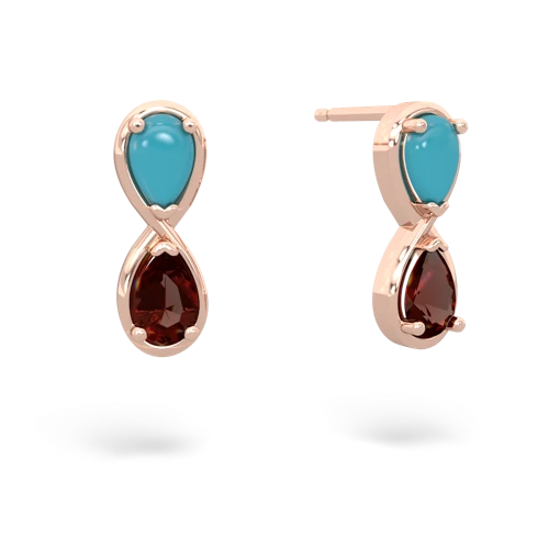 turquoise-garnet infinity earrings