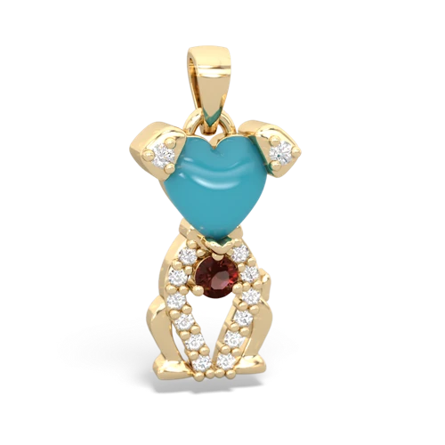turquoise-garnet birthstone puppy pendant
