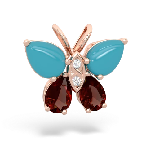 turquoise-garnet butterfly pendant