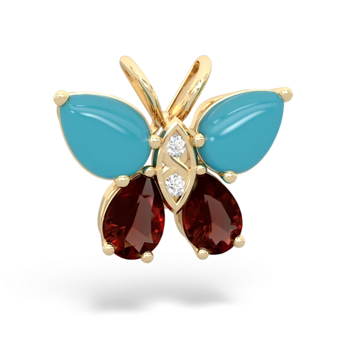 turquoise-garnet butterfly pendant