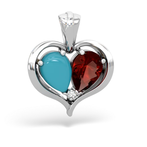turquoise-garnet half heart whole pendant