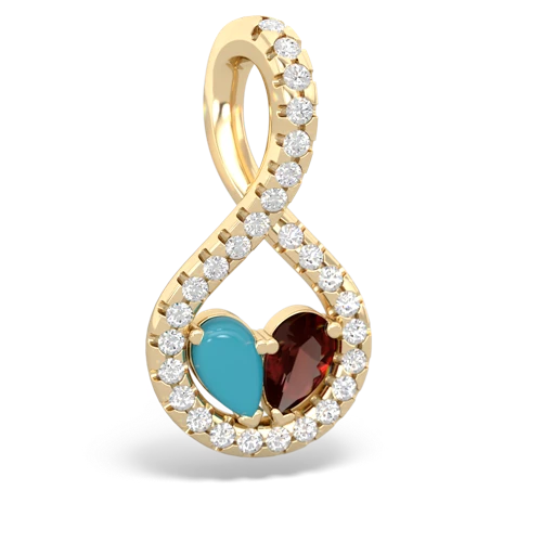 turquoise-garnet pave twist pendant