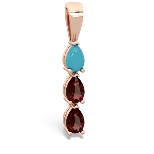 turquoise-garnet three stone pendant
