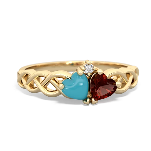 turquoise-garnet celtic braid ring