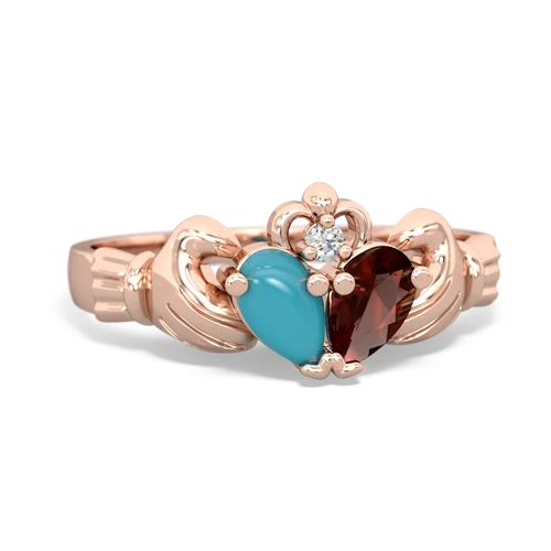 turquoise-garnet claddagh ring