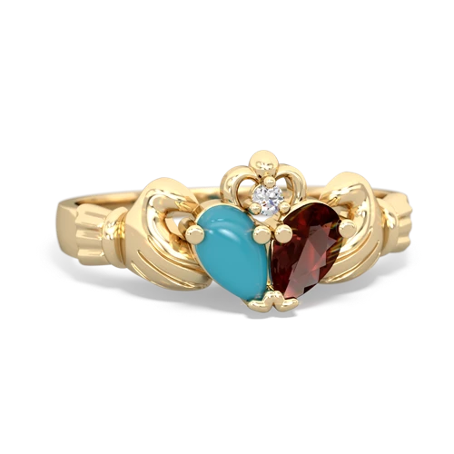 turquoise-garnet claddagh ring