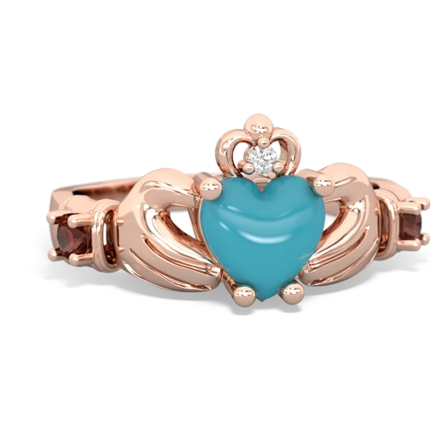 turquoise-garnet claddagh ring