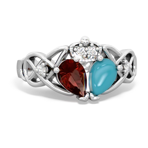 turquoise-garnet claddagh ring