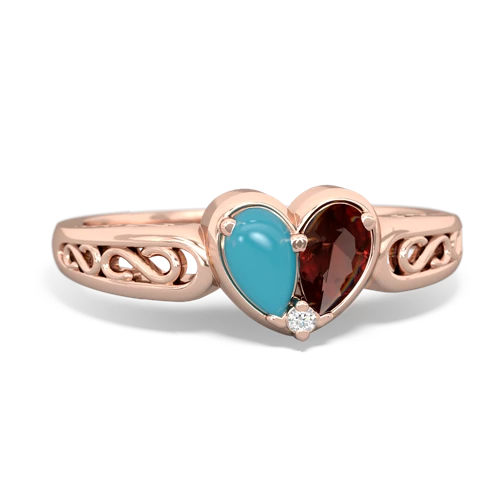 turquoise-garnet filligree ring