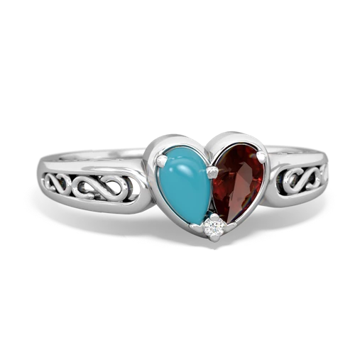 turquoise-garnet filligree ring
