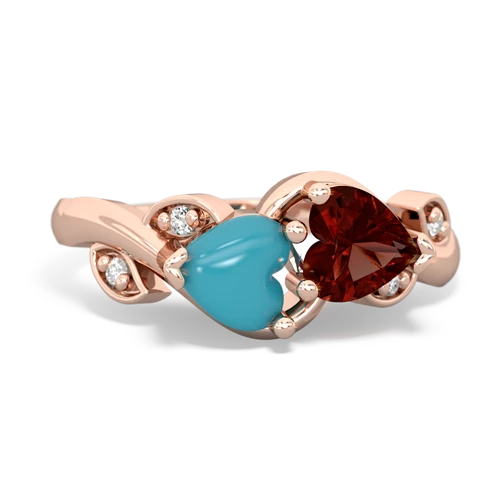 turquoise-garnet floral keepsake ring