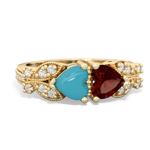 turquoise-garnet keepsake butterfly ring