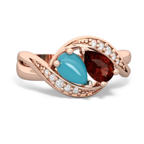 turquoise-garnet keepsake curls ring