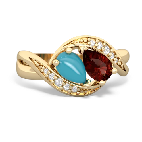 turquoise-garnet keepsake curls ring