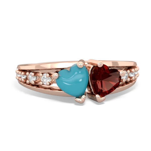 turquoise-garnet modern ring