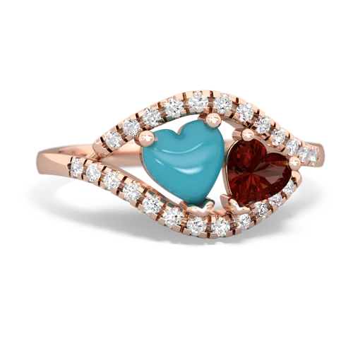 turquoise-garnet mother child ring