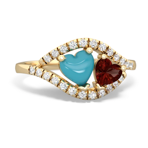 turquoise-garnet mother child ring