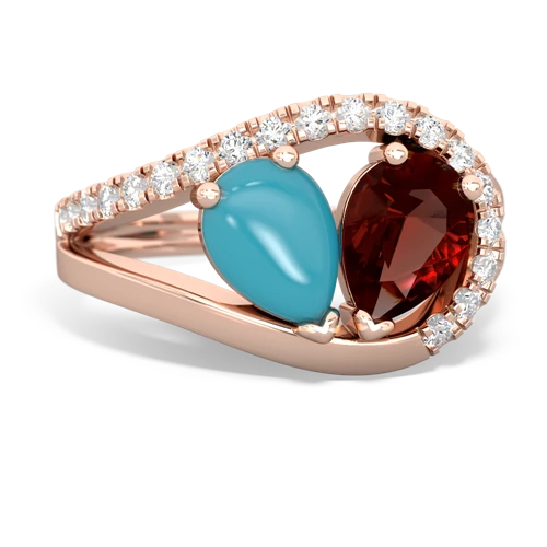 turquoise-garnet pave heart ring
