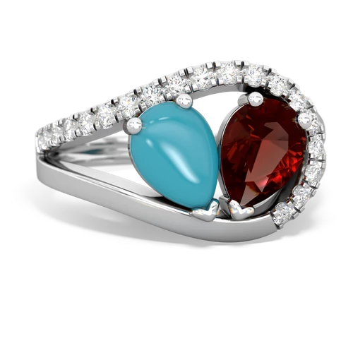 turquoise-garnet pave heart ring