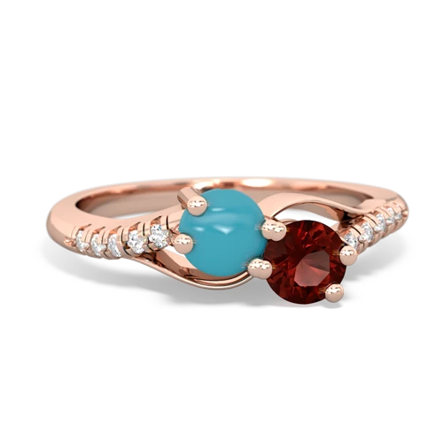 turquoise-garnet two stone infinity ring