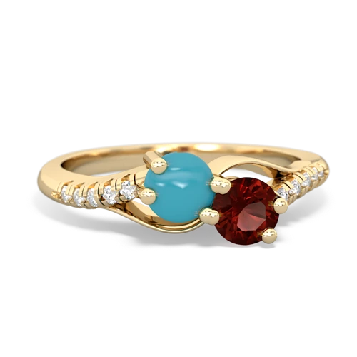 turquoise-garnet two stone infinity ring