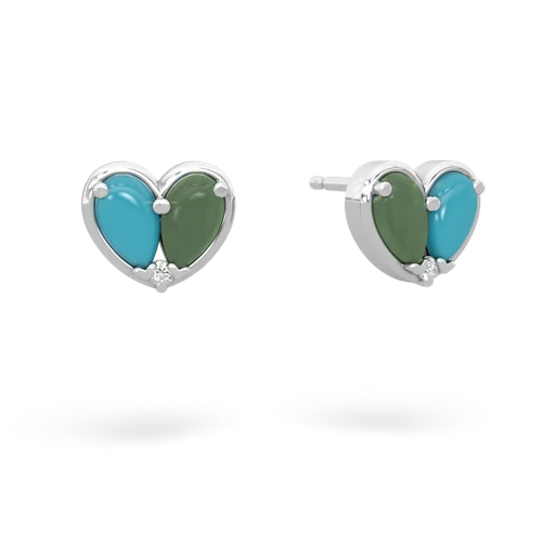 turquoise-jade one heart earrings