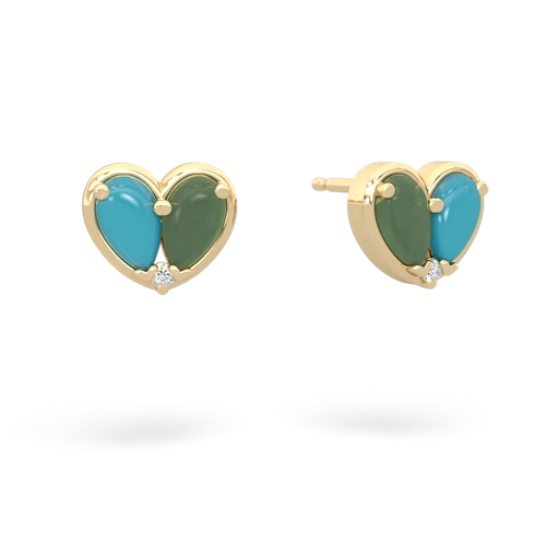 turquoise-jade one heart earrings