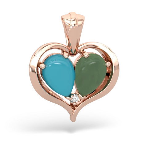 turquoise-jade half heart whole pendant