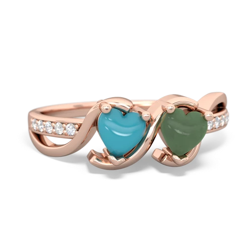 turquoise-jade double heart ring