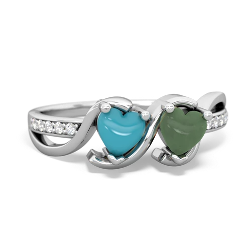 turquoise-jade double heart ring