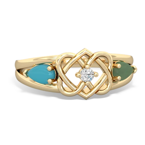 turquoise-jade double heart ring