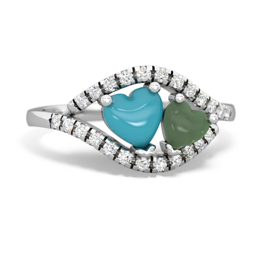 turquoise-jade mother child ring
