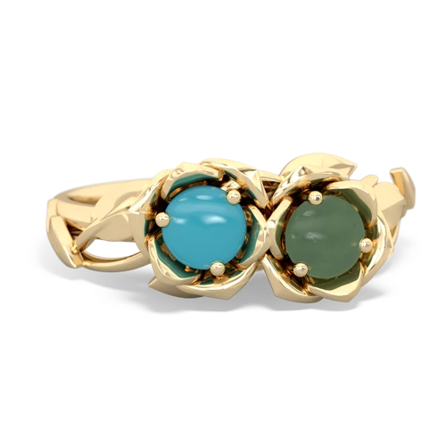 turquoise-jade roses ring