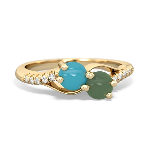 turquoise-jade two stone infinity ring