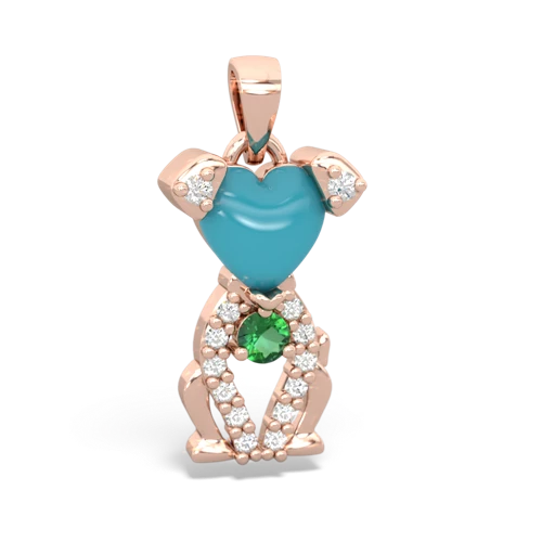 turquoise-lab emerald birthstone puppy pendant