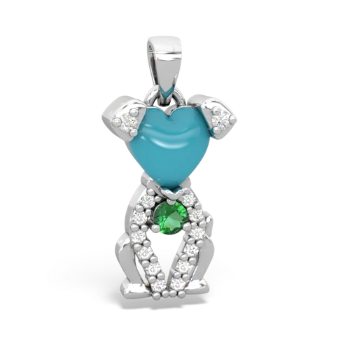 turquoise-lab emerald birthstone puppy pendant