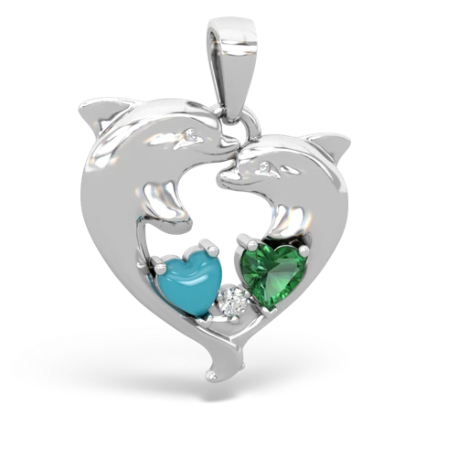 turquoise-lab emerald dolphins pendant