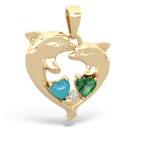 turquoise-lab emerald dolphins pendant
