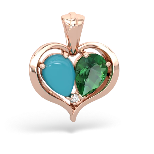 turquoise-lab emerald half heart whole pendant