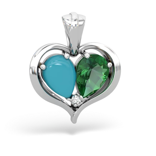 turquoise-lab emerald half heart whole pendant