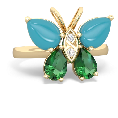 turquoise-lab emerald butterfly ring