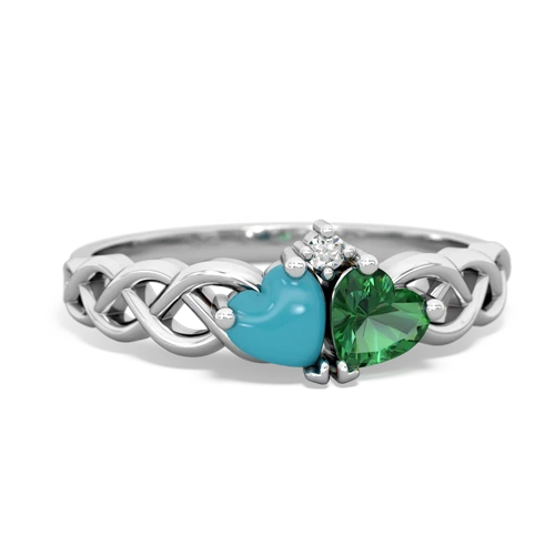 turquoise-lab emerald celtic braid ring