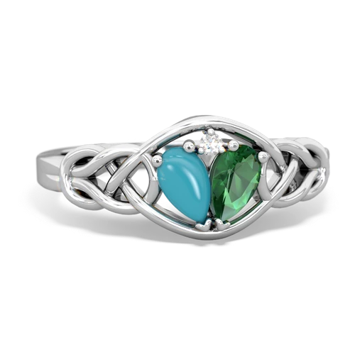 turquoise-lab emerald celtic knot ring